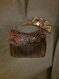 Antique Victorian/Edwardian Faux Tortoiseshell Hair Comb & Barrette Set c. 1900–1920