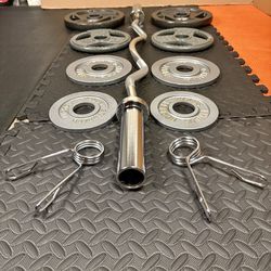 Pretty Cool Start Olympic Curl Bar with Pairs on 25s to 2.5s Pounders. BRAND NEW!! Brute W: 105#