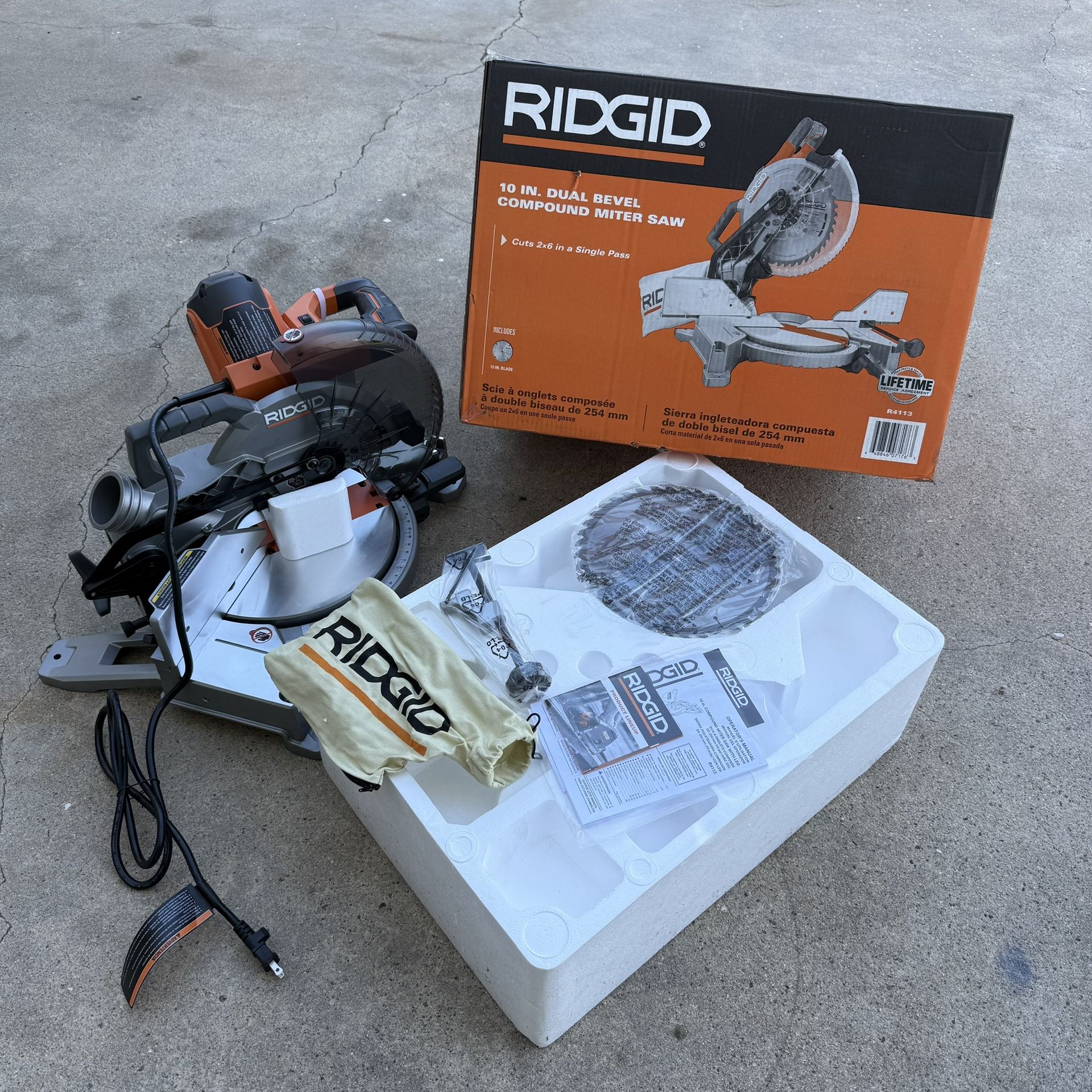RIGID 15 Amp 10 in. Corded Dual Bevel Miter Saw with LED Cut Line Indicator (New)