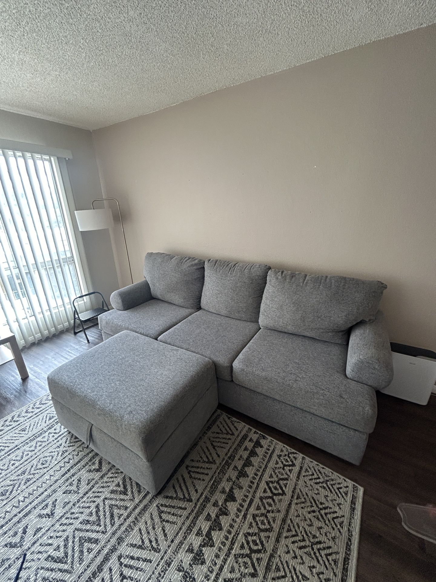 Grey Couch And Ottoman
