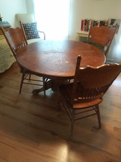 Wooden table and 3 wooden chairs