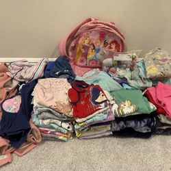 Girl Clothes size 5-6x Mostly Disney Princess, Disney Frozen, Shirts, Pants, Sleep, Princess School Bag And Limited Too Jacket