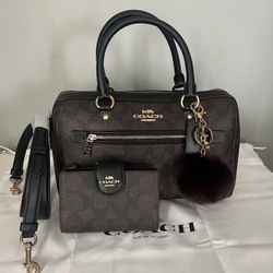 Coach Rowan Satchel In Signature Canvas And Matching Wallet 