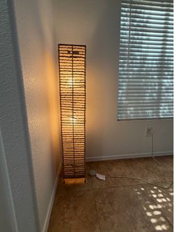 ⁠Boho Woven Natural Fiber Column Floor Lamp (Works Great)⁠