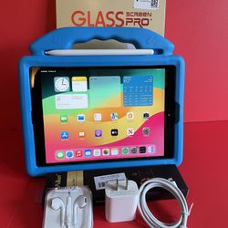 Apple IPad 6th Generation (9.7” Retina / Touch ID) 32GB with kids protective case, Pen & Accessories 