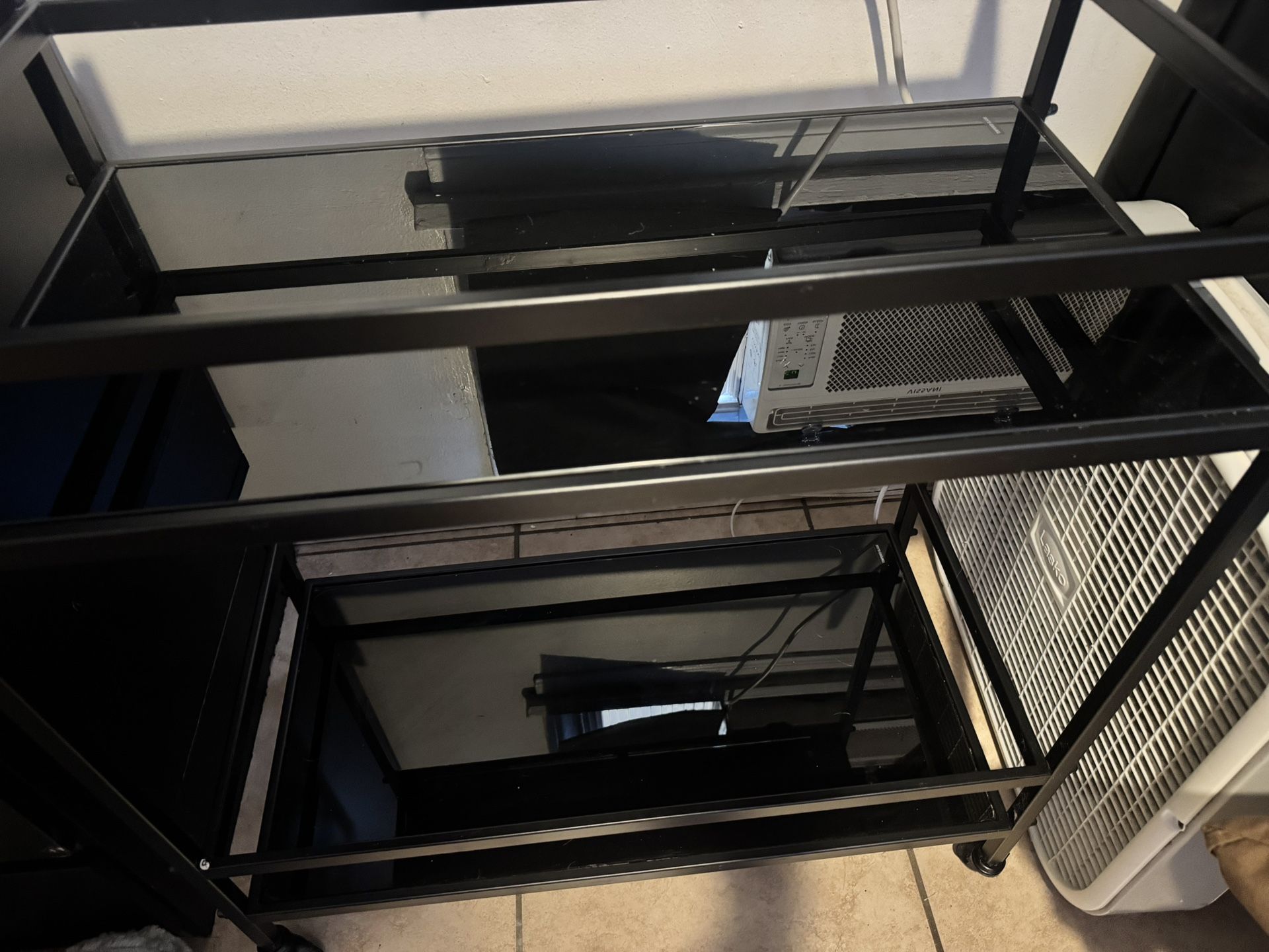 Bar Cart Black Glass 