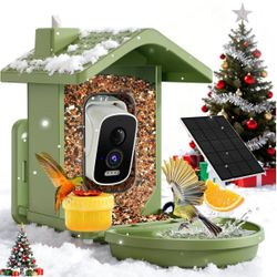 Smart Bird Feeder with Camera Solar Powered, AI Birds Species Identification, 2.5K HD Video Bird House with Camera for Outside, Weatherproof Design Id