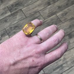 Vintage 14K Solid Gold Very Large Citrine Statement Ring AMAZING! 11.5g