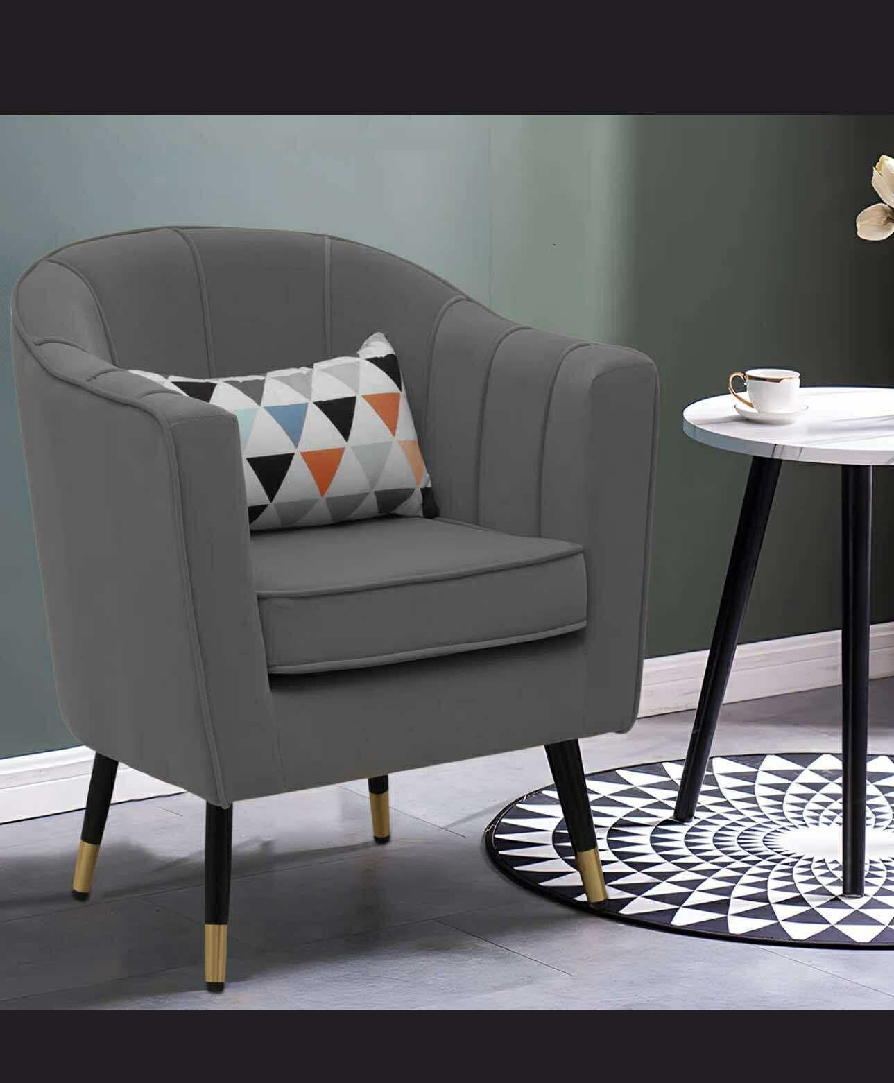 Upholstered Accent Chair, Suede Armchair Single Sofa w/ Pillow for Living Room Bedroom Reading Room $130