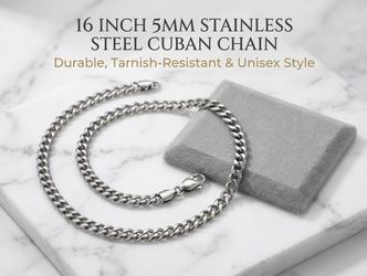 NEW 16" 5mm Stainless Steel Cuban Link Chain – Heavy Duty Unisex Choker