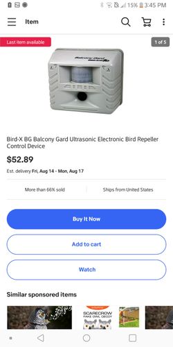 BIRD-X BALCONY GARD GUARD Ultrasonic Sound Bird Pest Repeller Humane Repellent