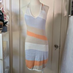 Hollister backless halter top multicolor striped bodycon dress mini dress size Small
