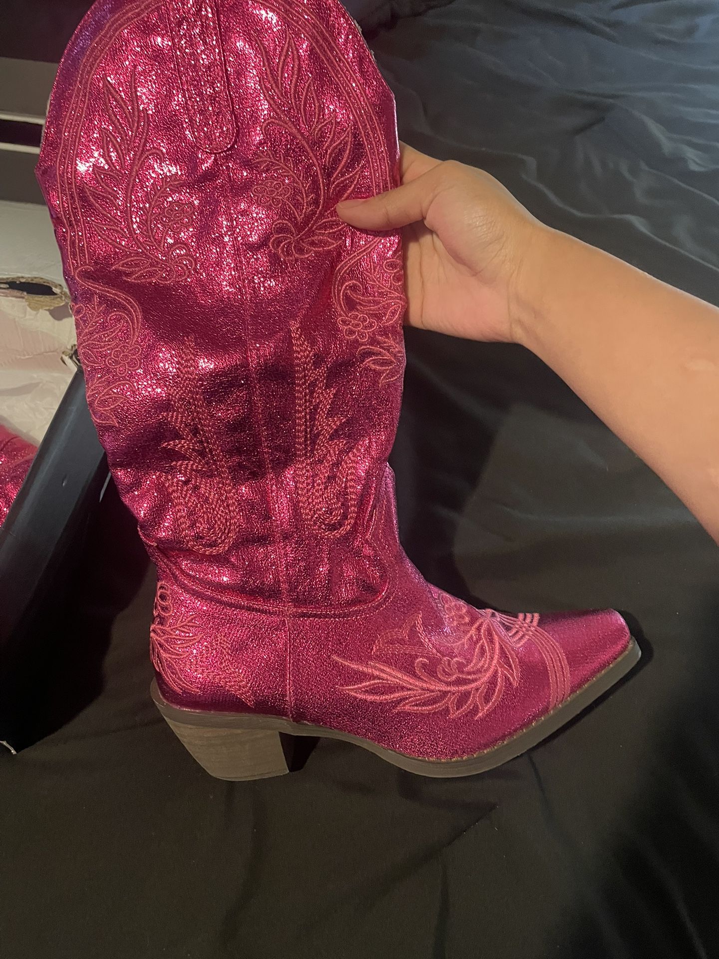 FASHION NOVA Pink Cowboy Boots