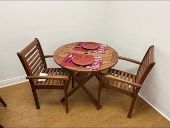 BRAND NEW 100% FSC Solid Wood 3 Piece Round Folding Bistro Set