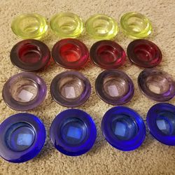 Crate And Barrel Tea Light Candle Holder Light Green Red Blue Purple Decorative House 