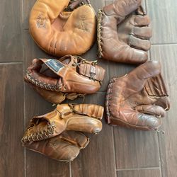 Five Vintage Baseball Gloves - Good Condition - $100 For All Of Them