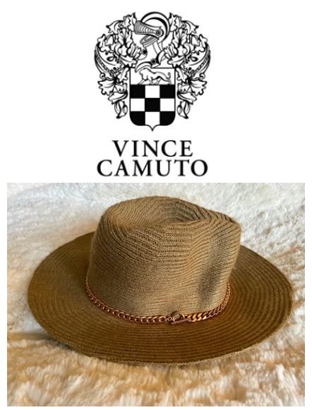 Vince Camuto knit hat with rose gold chain detail OS