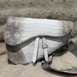 Christian Dior Saddle Bag Himalaya Crocodile