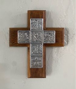 Pewter Cross on Wood