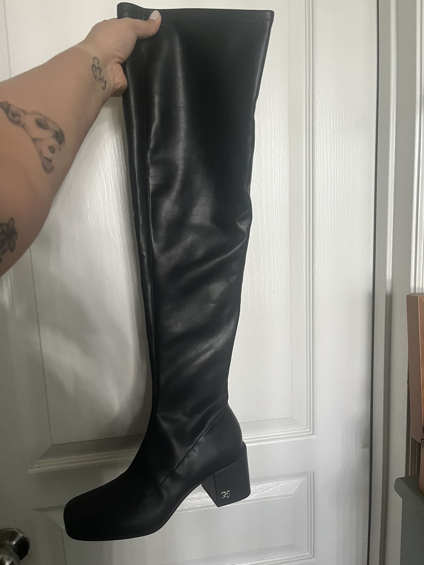 Over the knee faux leather boots