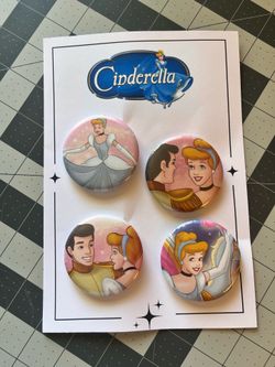 Cinderella pin-back button set