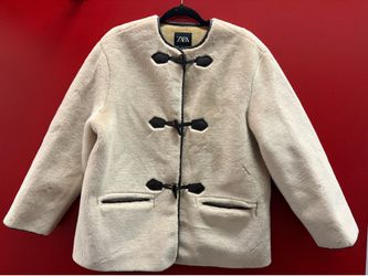 Zara Faux Fur Coat w/Toggles, Medium