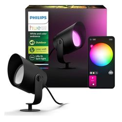 Philips Hue Lily XL Outdoor Smart Spot Light-White & Color Ambiance LED Walkay Lights - Low Voltage Lighting 