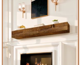 Brand New Avana Rustic Fireplace Mantle Shelf 60” x 8” x 5” Handcrafted Wood Mantle
