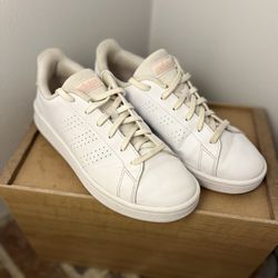 Adidas Advantage Tennis Shoes White/Pink 