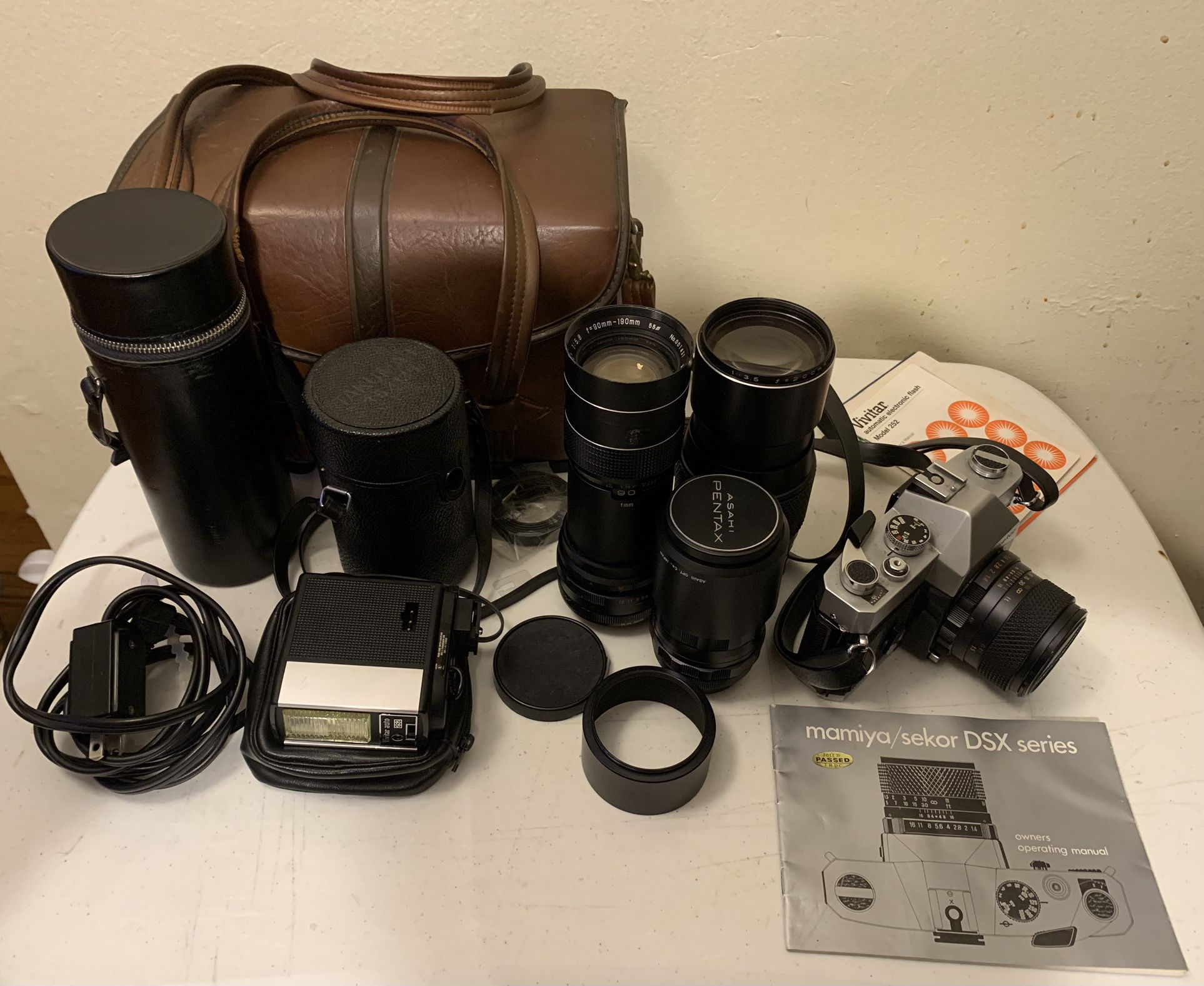 Film Camera Kit 35mm SLR 4 Lenses Bag Manual