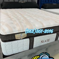 Slate Queen Mattress And Boxspring Pillowtop Bed Set New Cama 