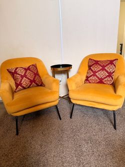 Pair of Mustard Velvet Accent Chairs