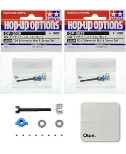 TD4 Differential Nut & Screw Set OP-2029 (22029) — 2-Pack + Microfiber Cleaning Cloth | Aluminum Diff Nut | Truck Option Parts | RC Replacement & Main