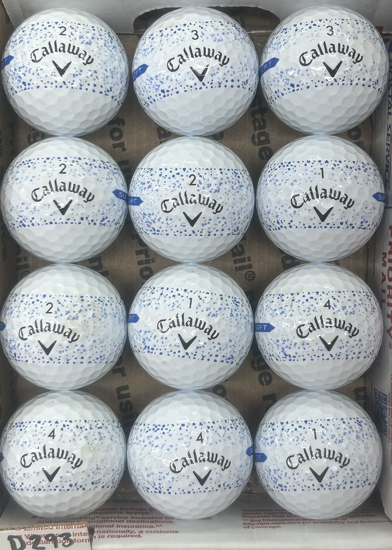 12 Callaway Supersoft Splash Alignment Golf Balls 5/4a Lot D293