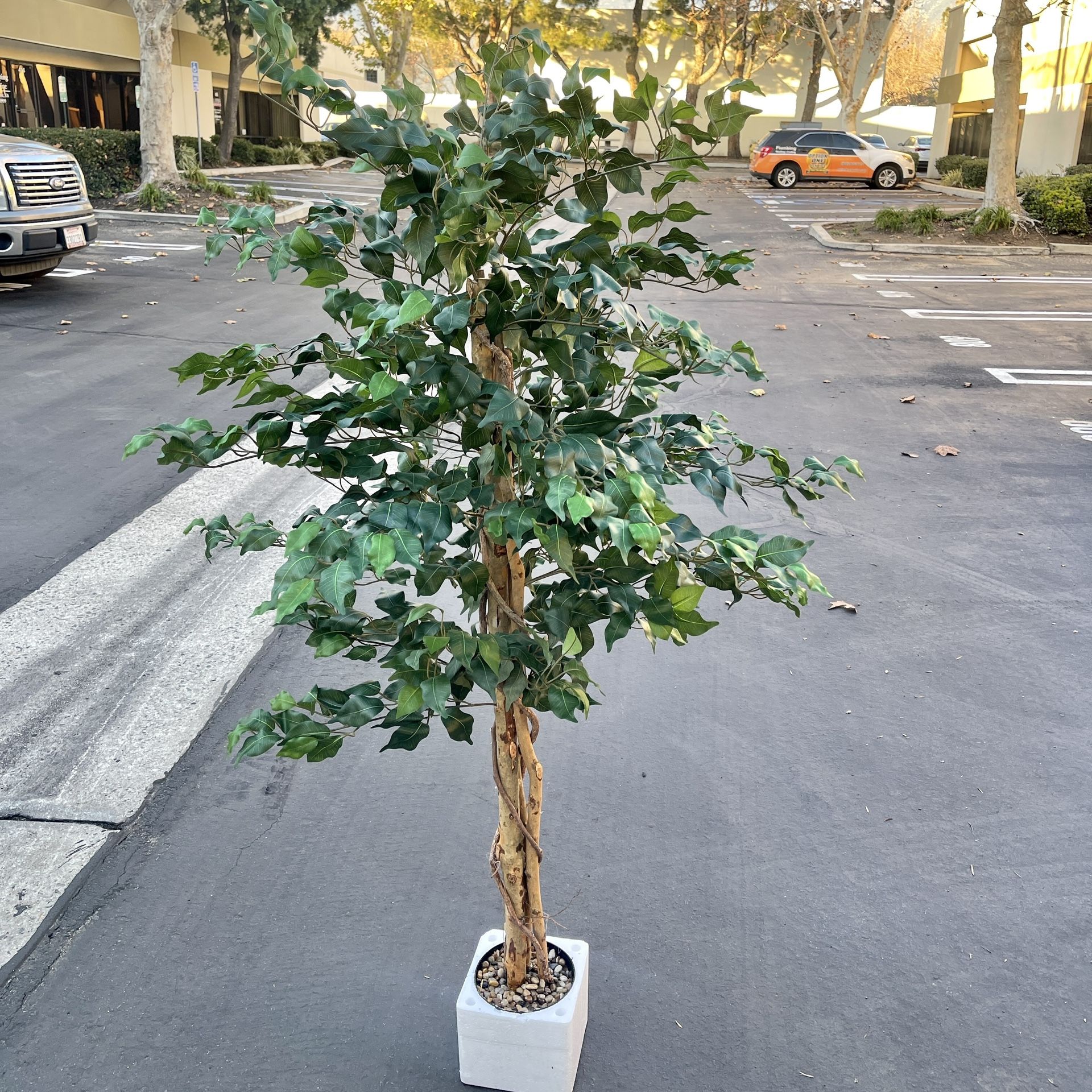 Fake Fiddle Leaf Fig Tree, Tall Artificial Tree Greenery Plants in Pots