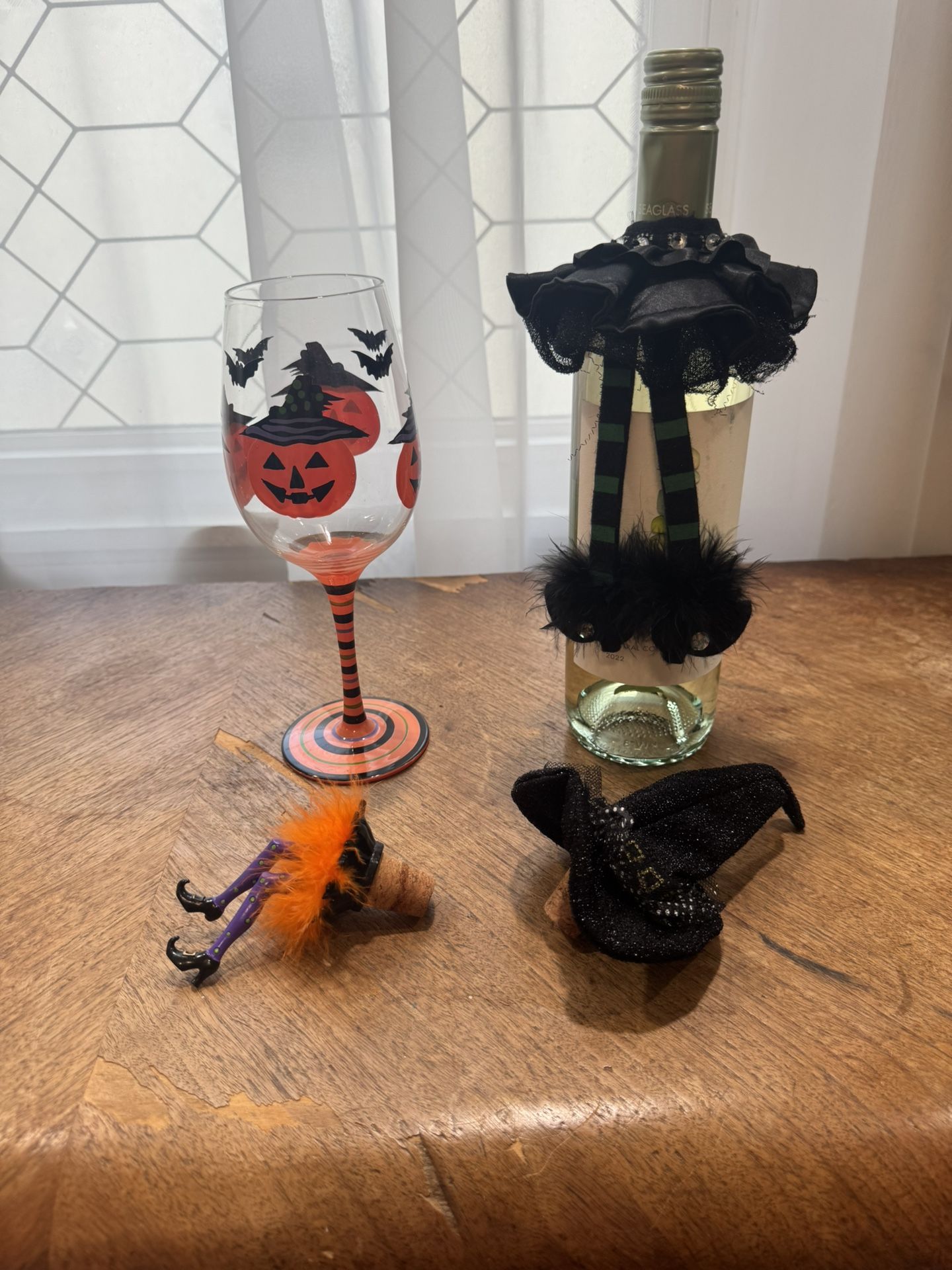 Halloween Wine Bottle Cover, Wine Glass And Wine Stoppers Decorations Decore