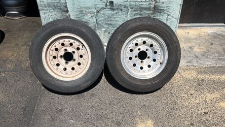 Two 14x6 Outlaw Style Aluminum wheels 5x4.5 Lug trailer, Ford, Dodge, Toyota, and More