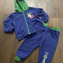 Boys Mickey Mouse Set Zip Up And Pants Size 3t #5