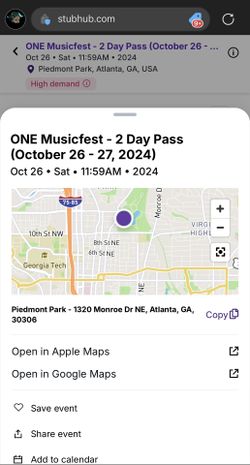 (2) One Musicfest 2 days passes (General Admission)