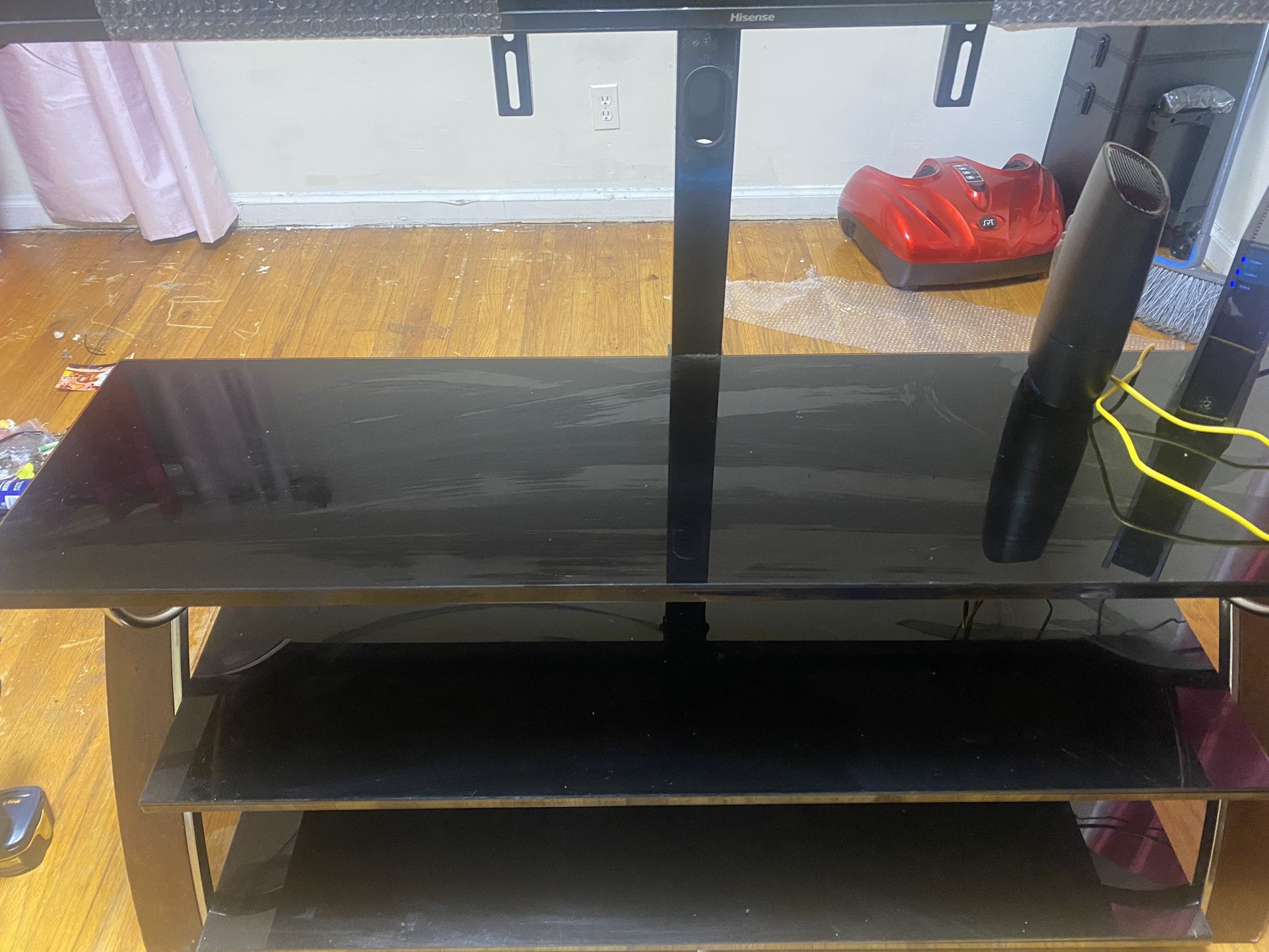 Wood And Glass TV Stand Holds 55-75 Inch