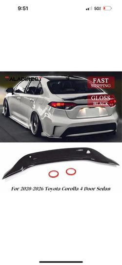 For 2020-2026 Toyota Corolla Sedan Glossy Black R Style Rear Trunk Spoiler Lip