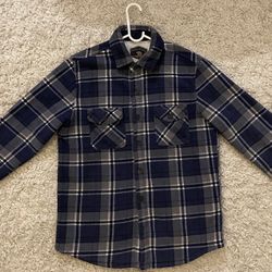 Freedom Foundry Men's Blue Plaid Fleece Shirt Sweater Size Medium