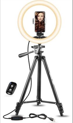 UBeesize 10" Selfie Ring Light with 50" Extendable Tripod Stand & Phone Holder