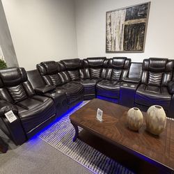 Dark Brown Sofa Sectional w/ Speakers 🔊 & Bluetooth