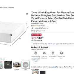 Brand New Zinus 12” King Memory Foam Mattress – Never Used (2024)