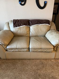 Tan Leather Loveseat