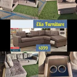 Super Deal 
Sectional 2 Pcs 
Reversible Chaise 
Storage Chaise
Cup Holder Trade 
Fabric In Stone Grey
Available In Chocolate Color 
$399 + Tax
FREE LO