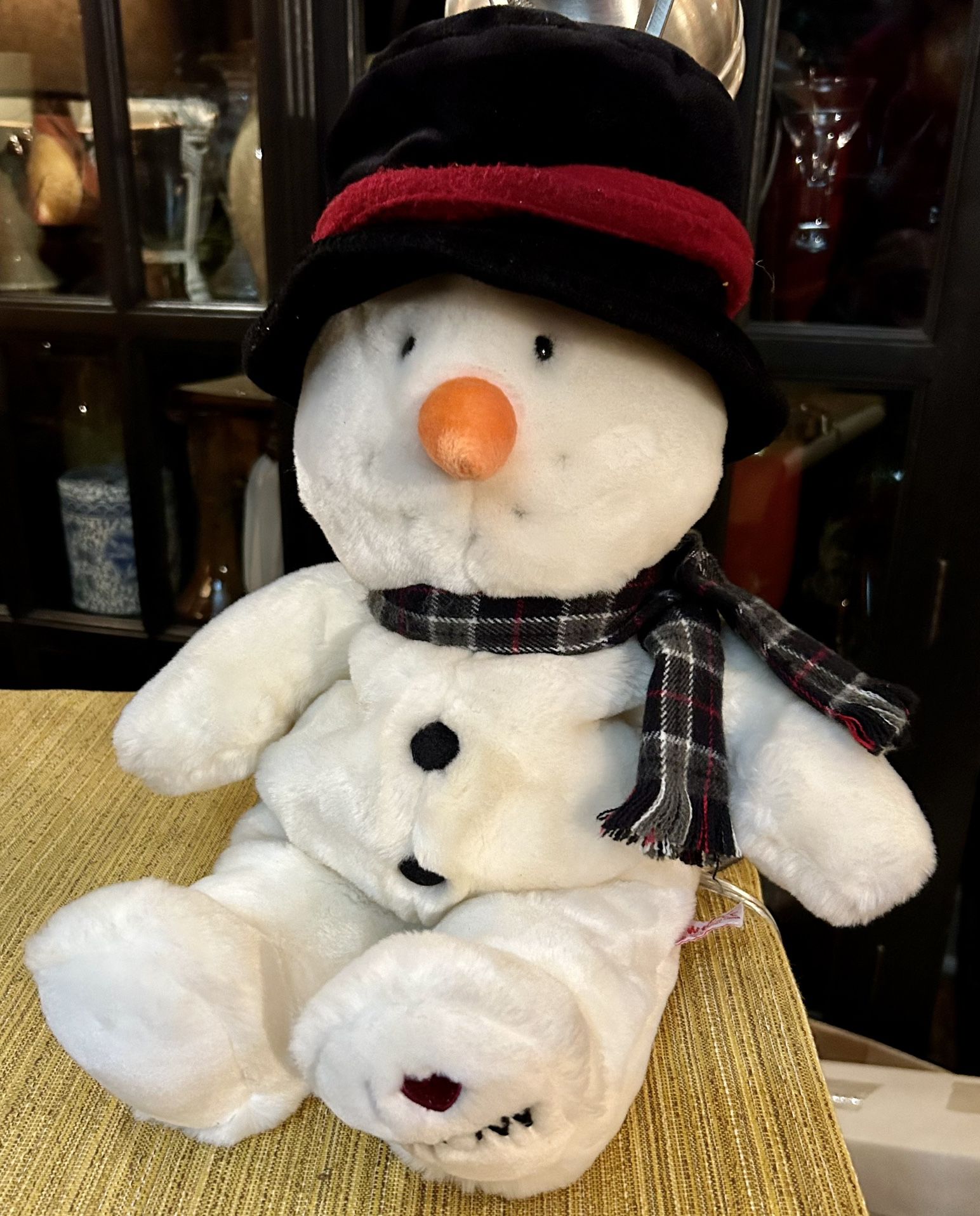 Russ Berrie Snowflake Fluffy White Stuffed Snowman