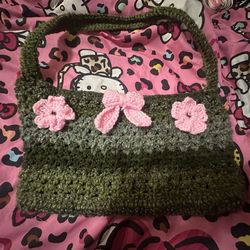 Green and pink purse