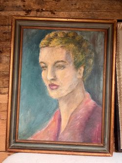 Vintage Mid-Century Original Oil Portrait Painting 🎨
